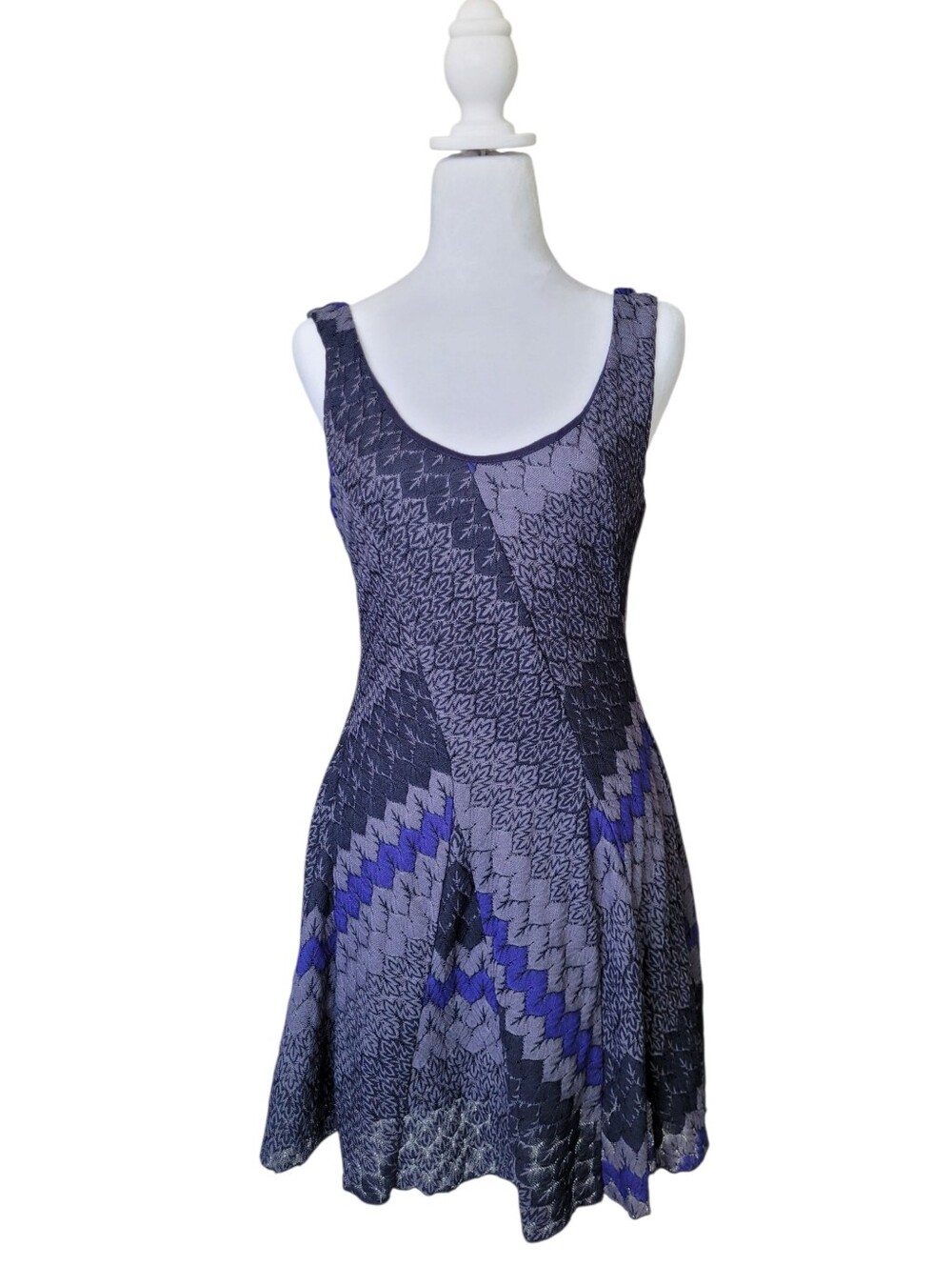 Free People Scoop Neck Fit And Flare Tank Dress Blue Gray Boho Small